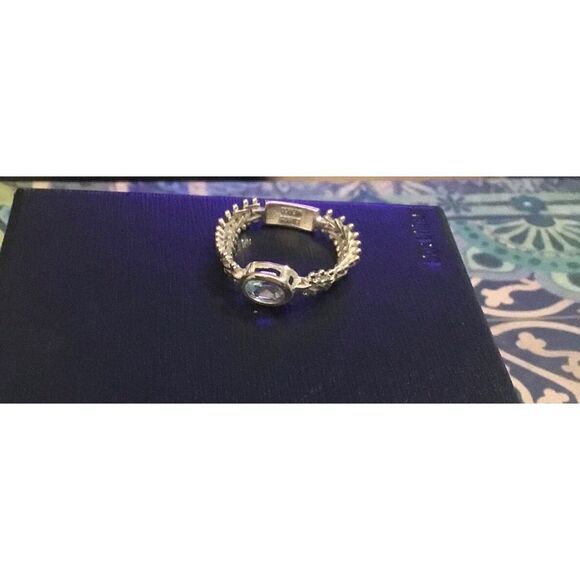 NEW~Beautiful Imperial Silver Bezel Set Blue Topaz Wheat Gemstone Ring Sz 9 - Picture 5 of 5